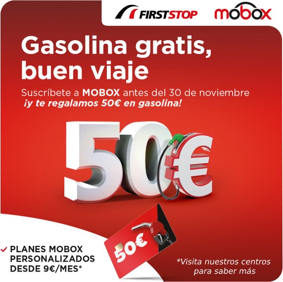 Suscríbete a MOBOX antes del 30 de noviembre ¡y te regalamos 50€ en gasolina!