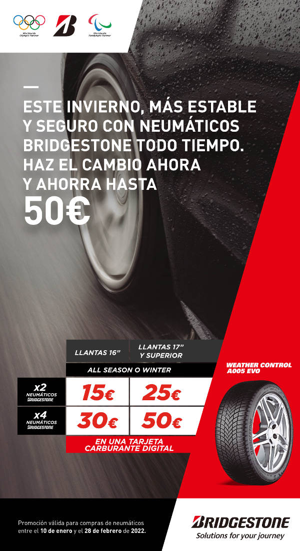 Consigue hasta 50€ en carburante al montar neumáticos Bridgestone All Season