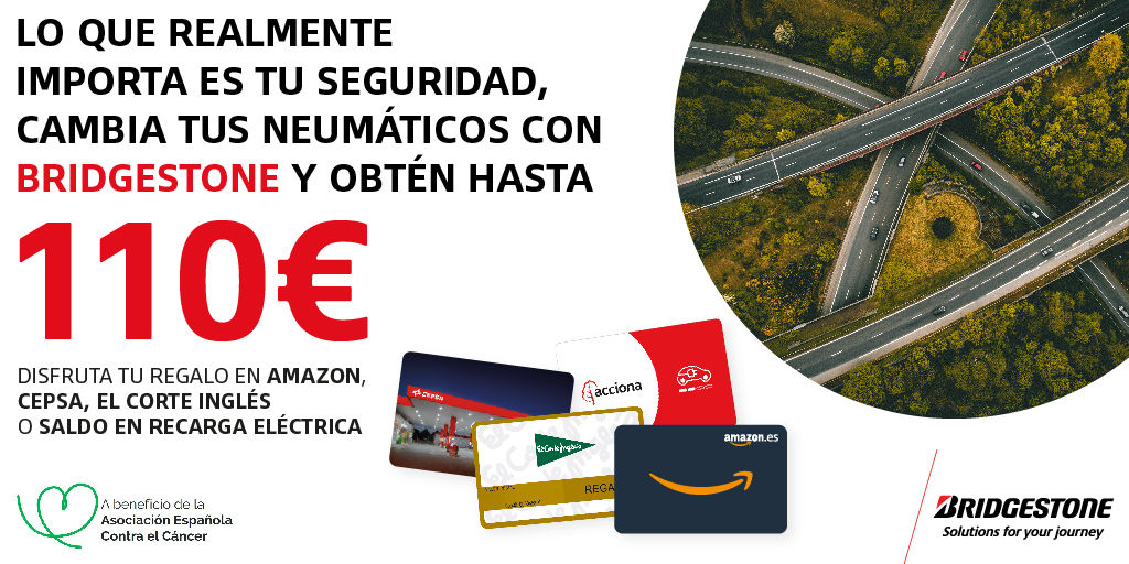 Llévate hasta 110€ al montar neumáticos Bridgestone