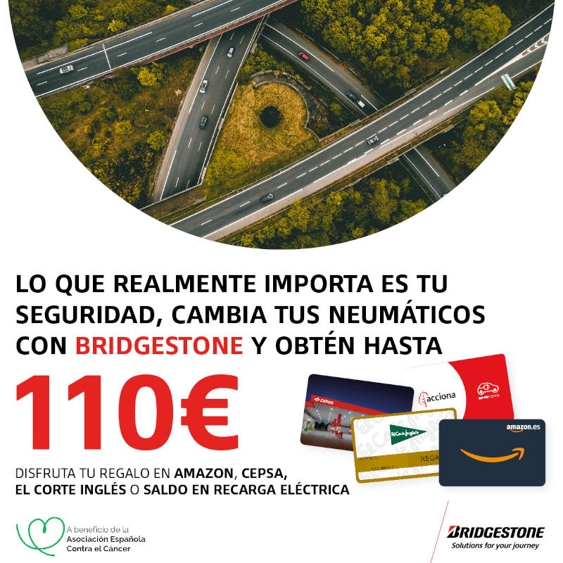 Llévate hasta 110€ al montar neumáticos Bridgestone