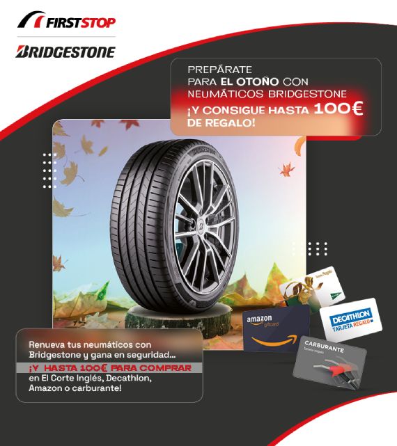 Consigue hasta 100€ de regalo al montar neumáticos Bridgestone