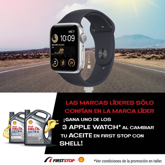 Las marcas líderes solo confían en la marca líder. ¡Gana uno de los 3 Apple Watch al cambiar tu ACEITE en FirstStop con SHELL!